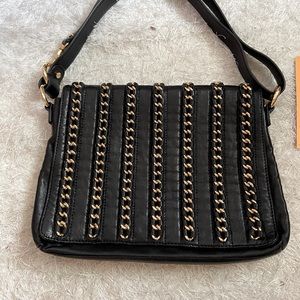 Tory Burch Gold Chain Crossbody Black Leather Bag